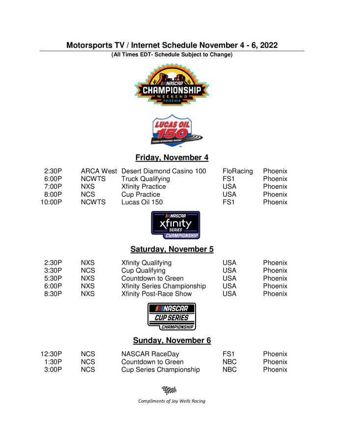 22Motorsports-TV-Schedule-November-4-6-SCHEDULE